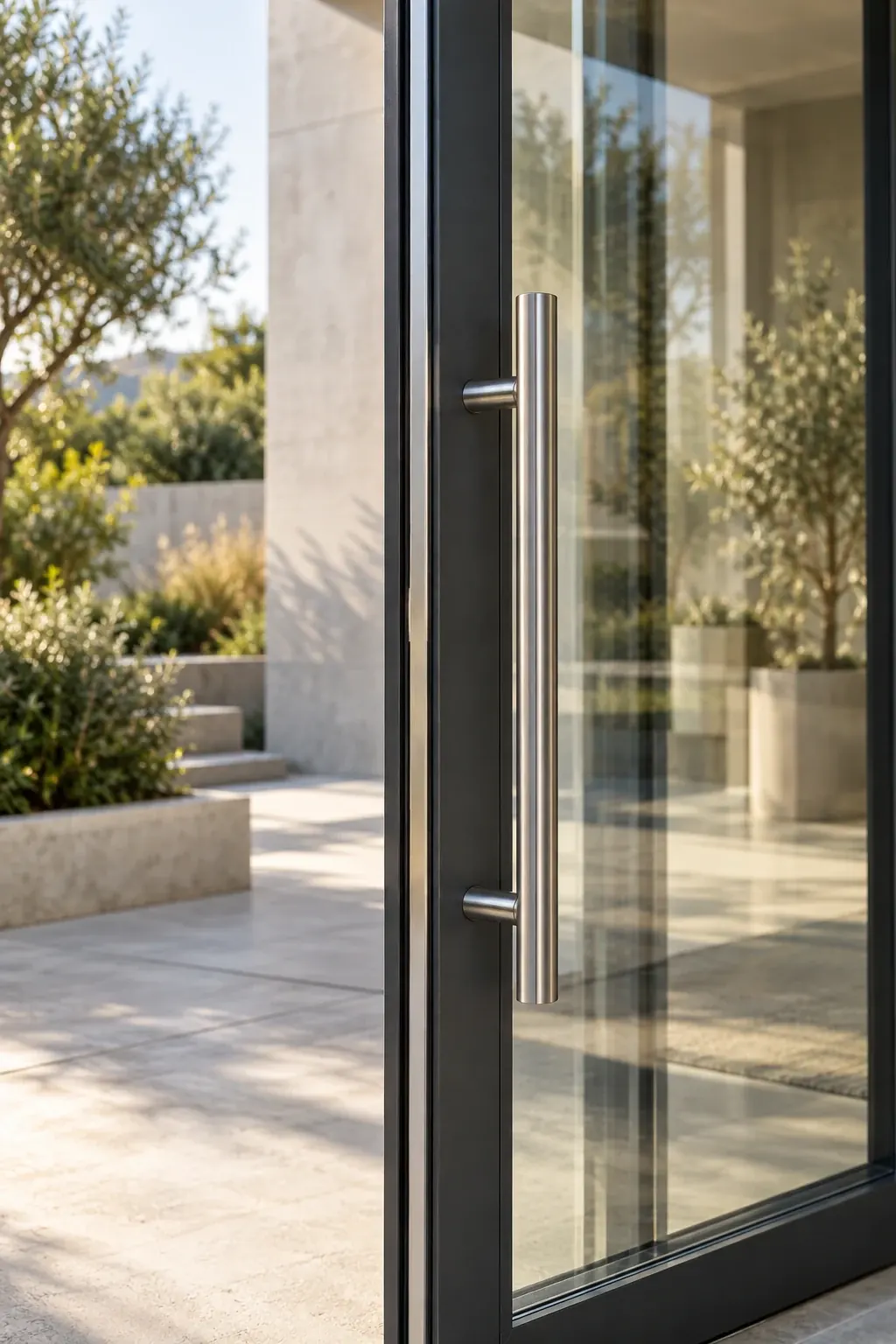 Illustrative precision glass door detail