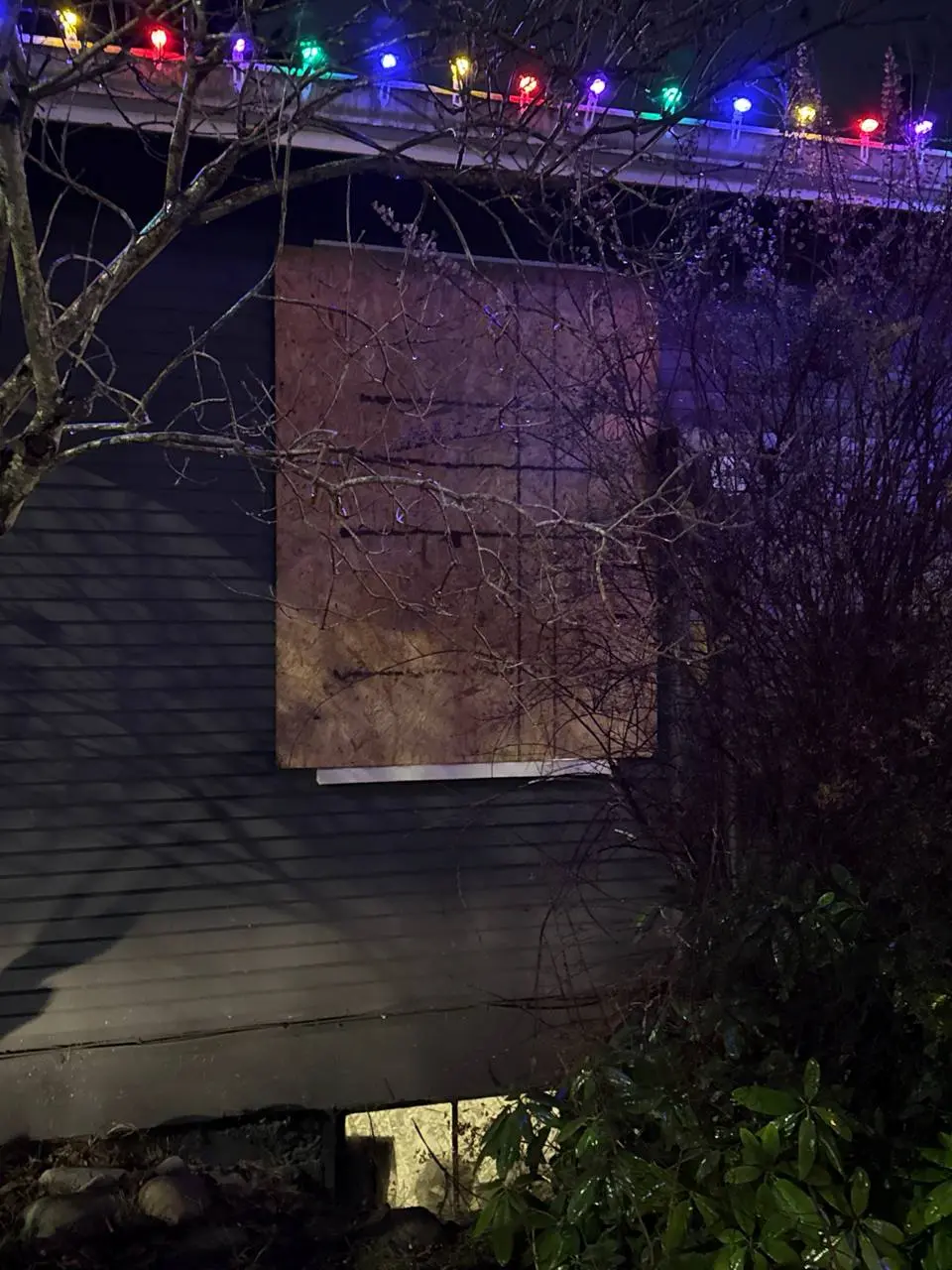 late evening emergency residential window boardup