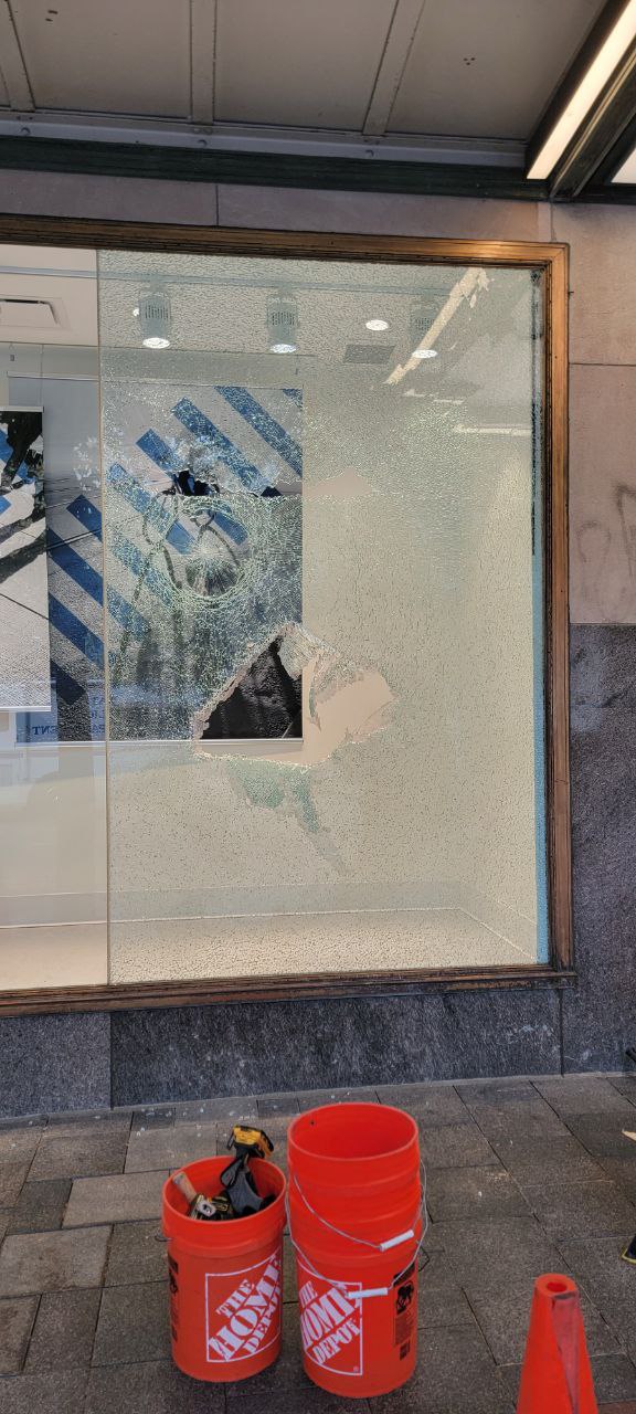 storefront broken glass