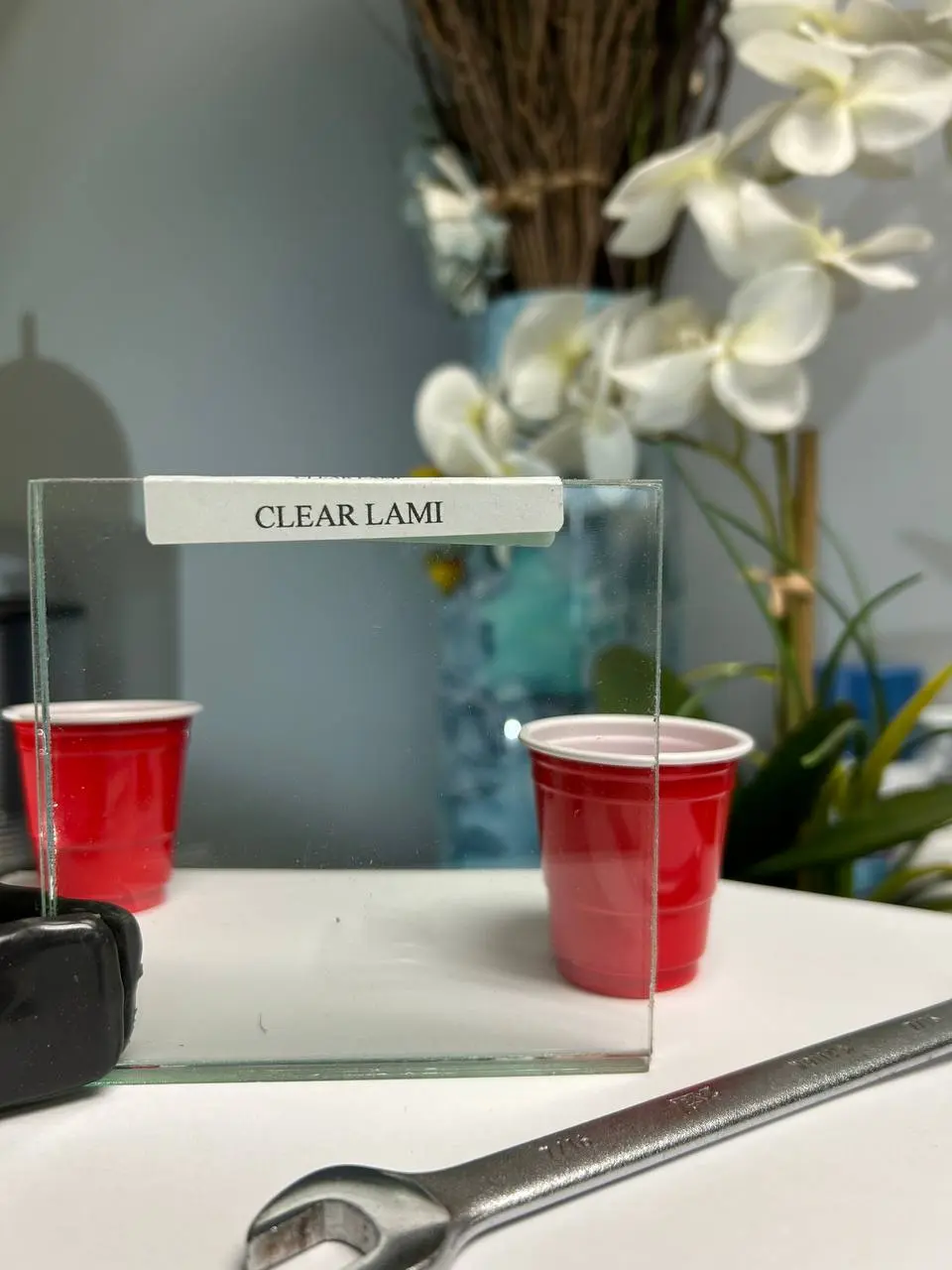 Clear laminated glass for safety, retention, and clean visibility where code or security matters.